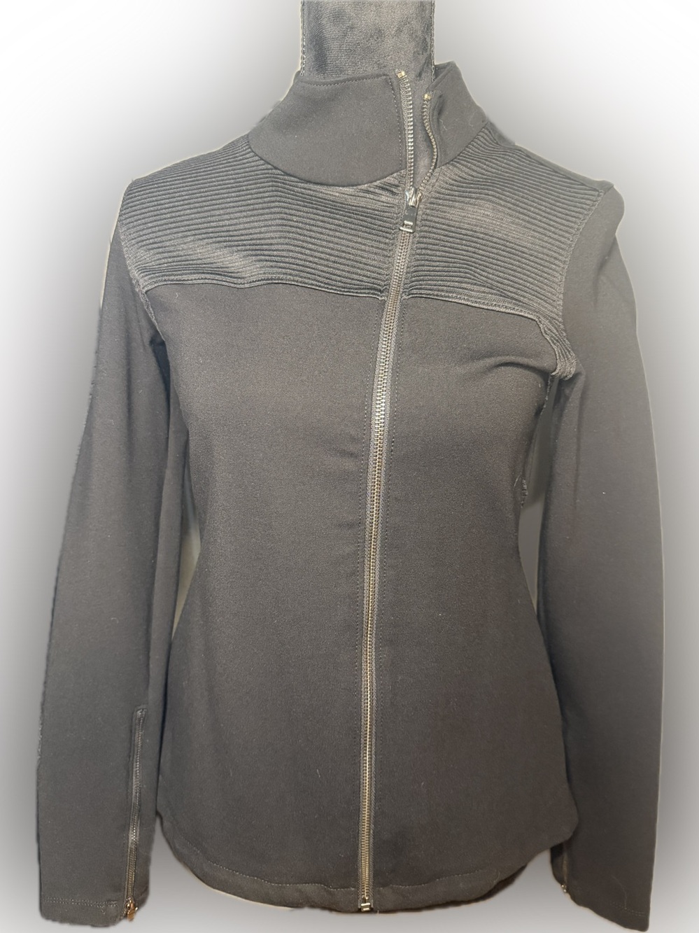The Base Brand Asymmetric Women’s Fitted Black Jacket with textured accents Med